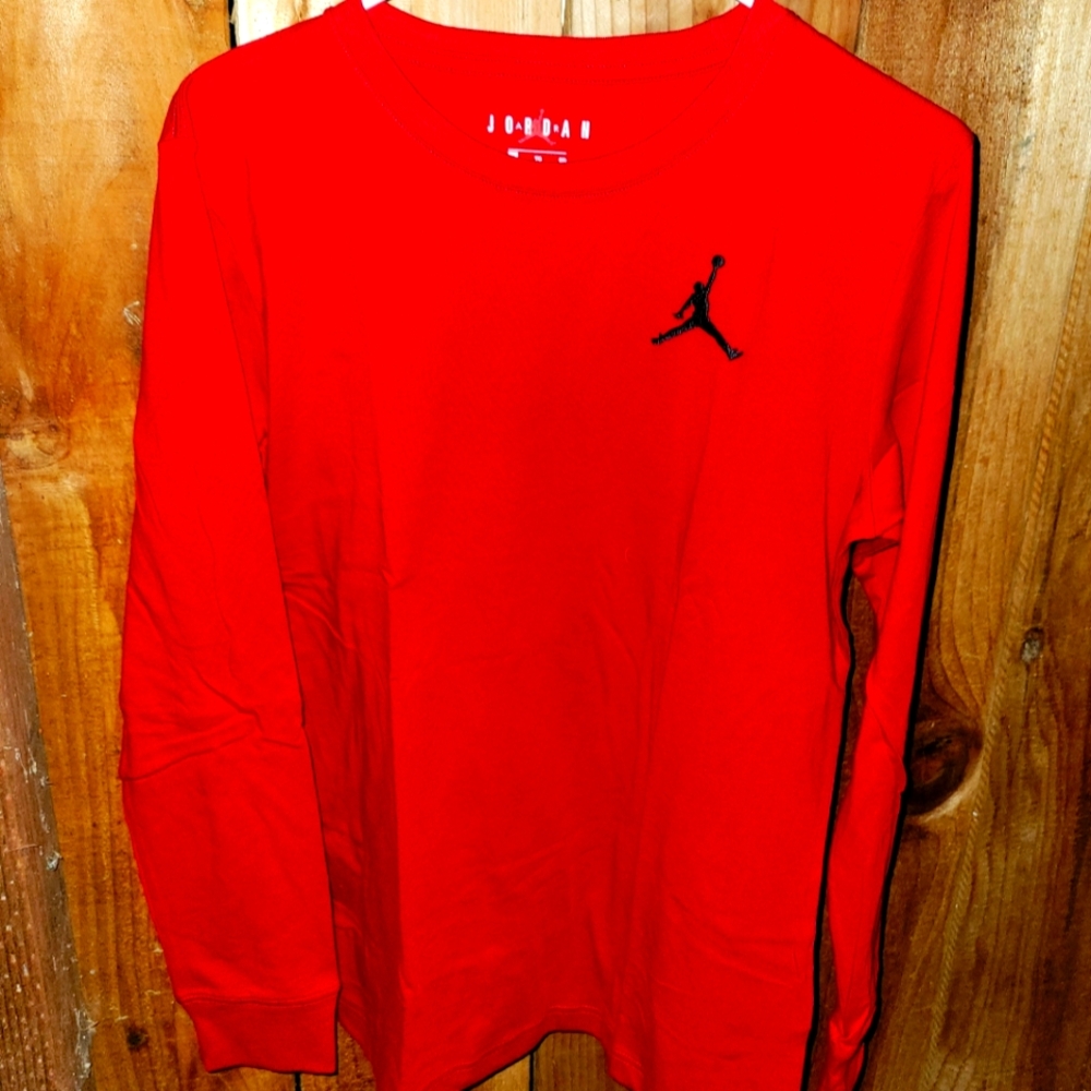 Jordan Red Long Sleeve Tee with Iconic Jumpman